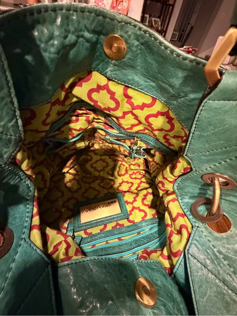 orYANY Teal Green Braided-Handle Hobo Bag
